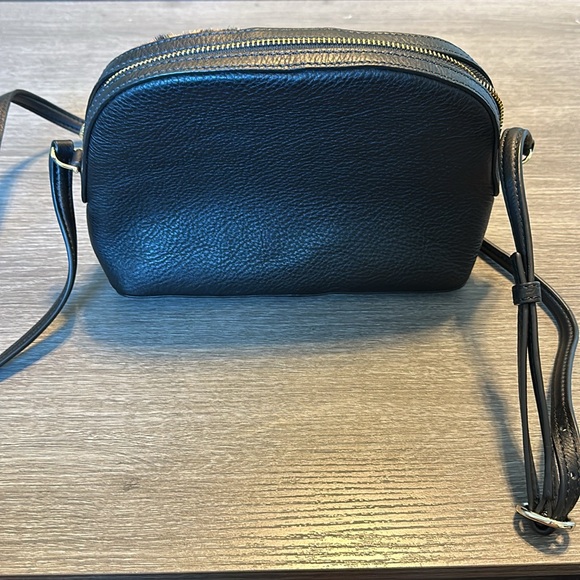 Talbots Calf Hair Leopard Print & Black Pebble Leather Crossbody Never Been Used - Picture 2 of 7